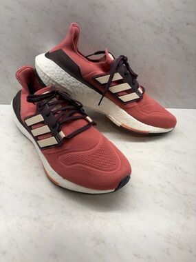 Women Adidas Ultra Boost 22 Running Sneakers Coral Pink -White Stripes 11.5